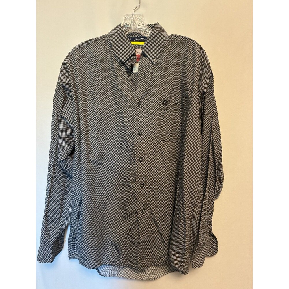 Wrangler George Strait Cowboy Cut Shirt Mens L Black White Geometric Button Up